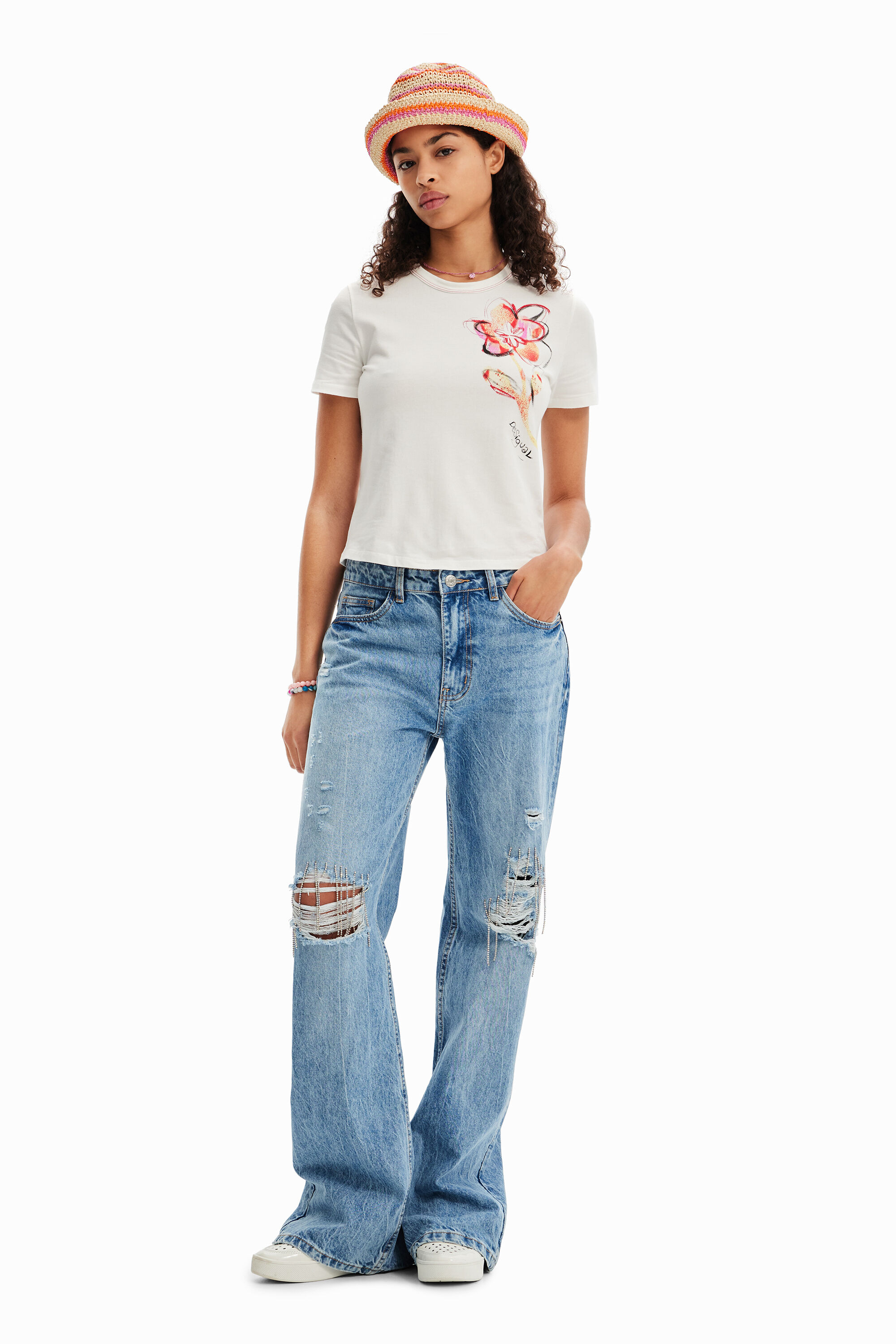 T-shirt manches courtes fleur
