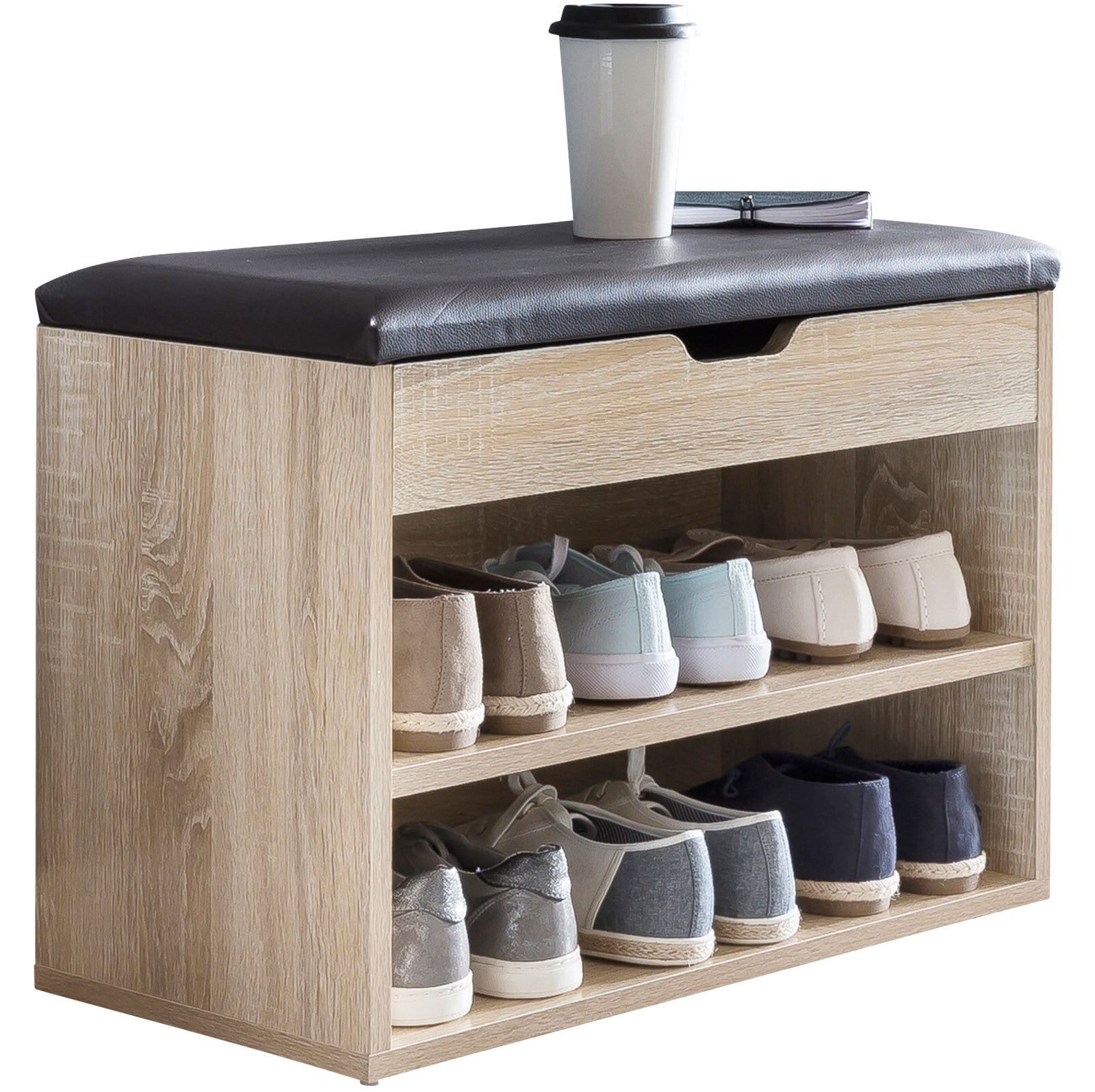 Garderobenbank Sofia 60x44 Eiche Sonoma/braun