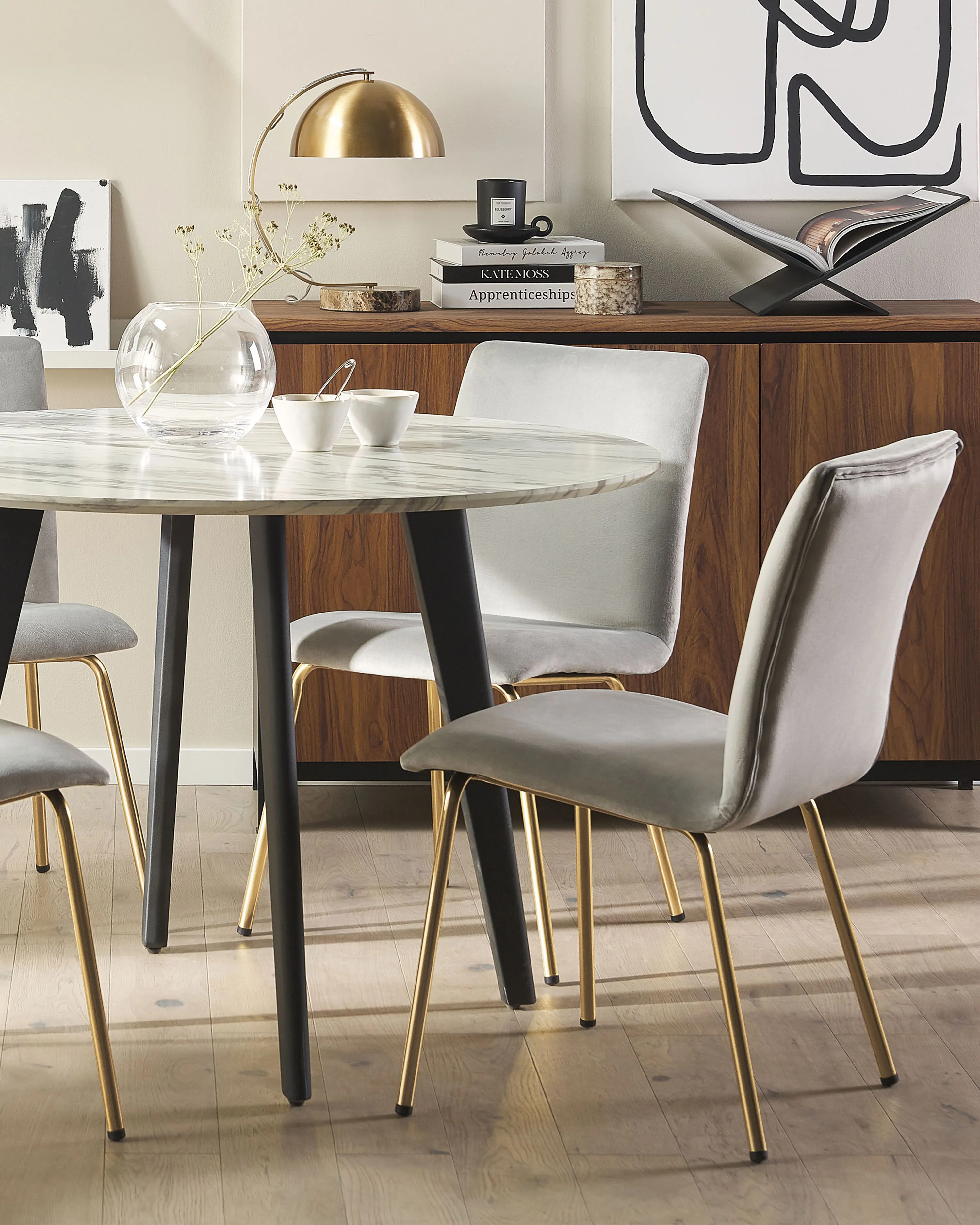 Set van 2 eetkamerstoelen RUBIO Fluweel Grijs