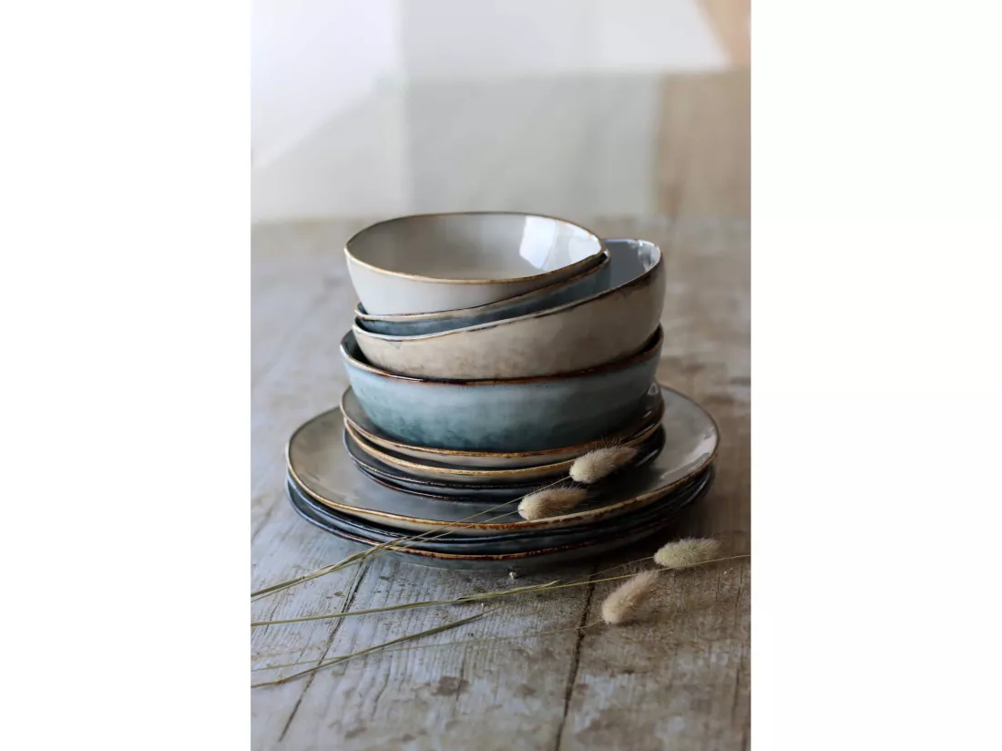 Ogo Living - Lot 6 Assiettes Coupes Aronal 20cm Bleu En Gres