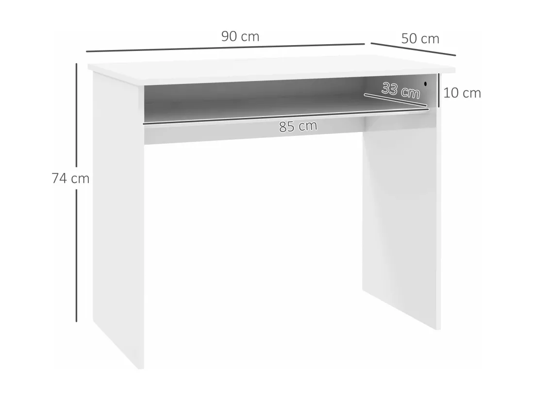 Bureau informatique multimédia multi-rangement 1 étagère - 90l x 50P x 74H cm blanc