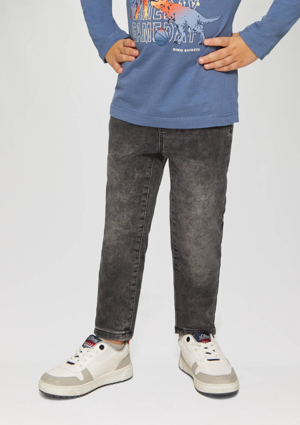s.Oliver slim fit jog denim grijs