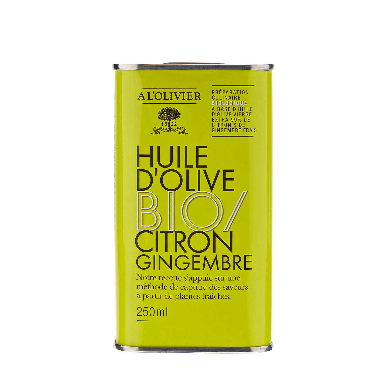 Huile d'olive vierge extra citron et gingembre bio - A l'Olivier