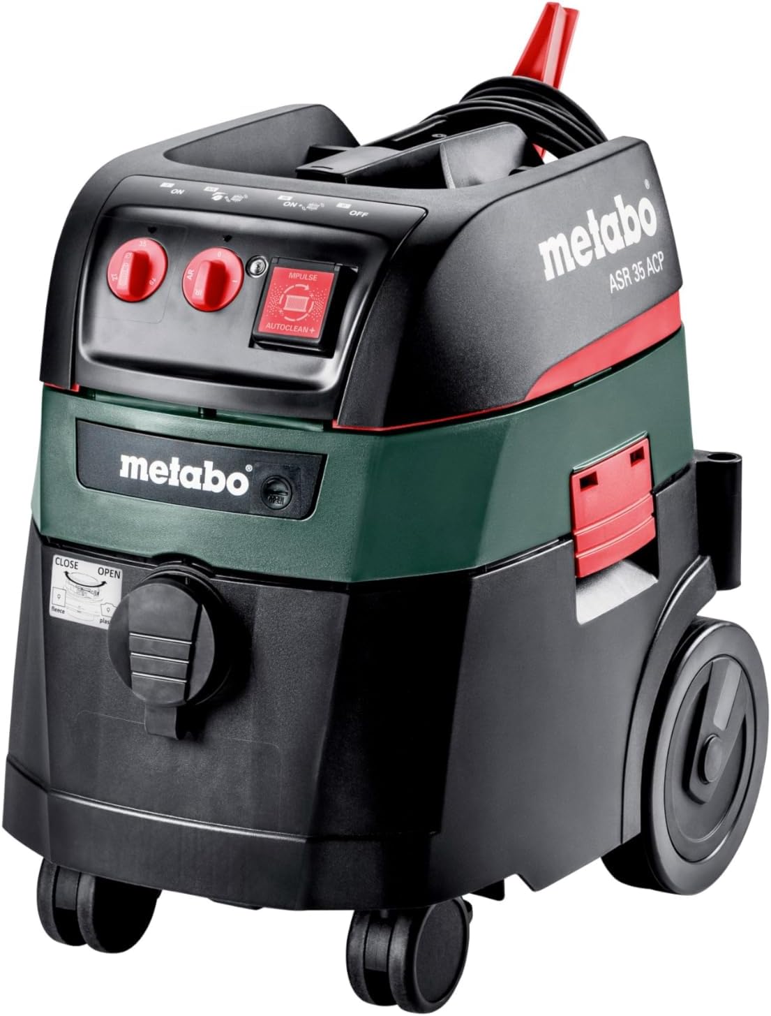 metabo Allessauger ASR 35 H ACP - 1400 W, 35 l Nass- und Trockensauger, 4380 l/min - Staubklasse H Zertifiziert, AutoCleanPlus, Elektrowerkzeug-Steckdose - Ideal für Schimmel- und Dämmungssanierung