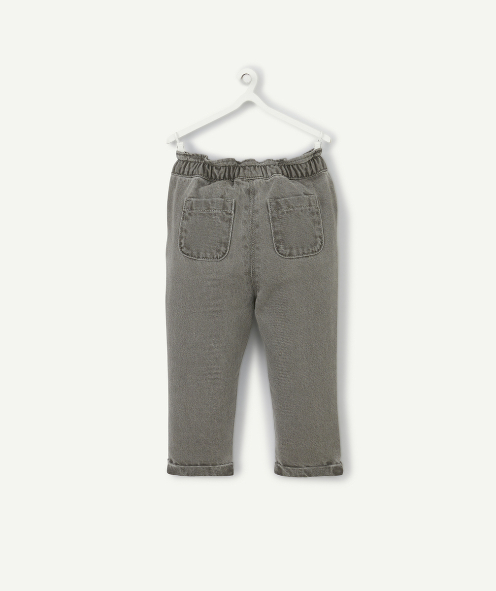 PANTALON RELAX BÉBÉ FILLE EN DENIM LOW IMPACT GRIS