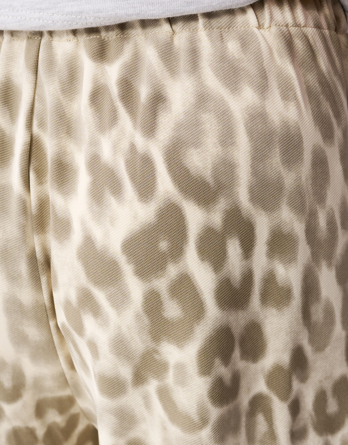 Cargo Leopard Wide Leg Broek Lichtbruin