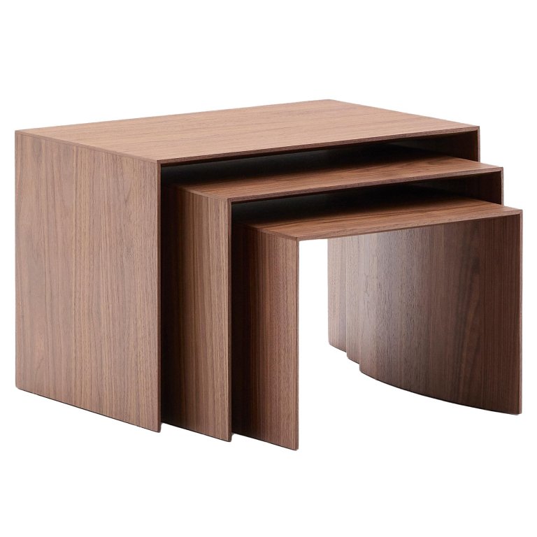 Kave Home Litto bijzettafel set van 3 walnoot
