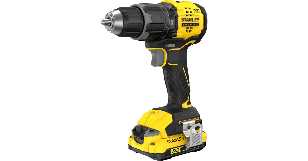 StanleyFatMax V20 18V Schroefklopboormachine klopboorschroevendraaier  (Zwart/geel, 2 accu's en oplader inbegrepen, met koffer)