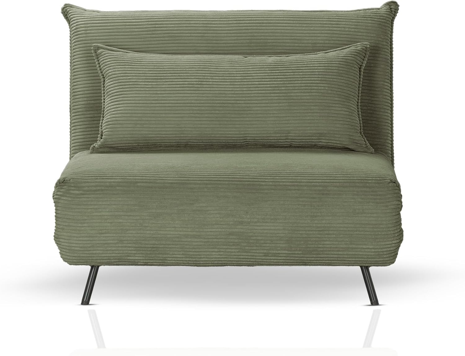 KHG Schlafsessel Grün - Liegefläche ca. 193x108 cm, Sitzhöhe 42 cm, Cordstoff, Relax- und Schlaffunktion, Nosag-Wellenunterfederung, inkl. Nierenkissen, modernes Design