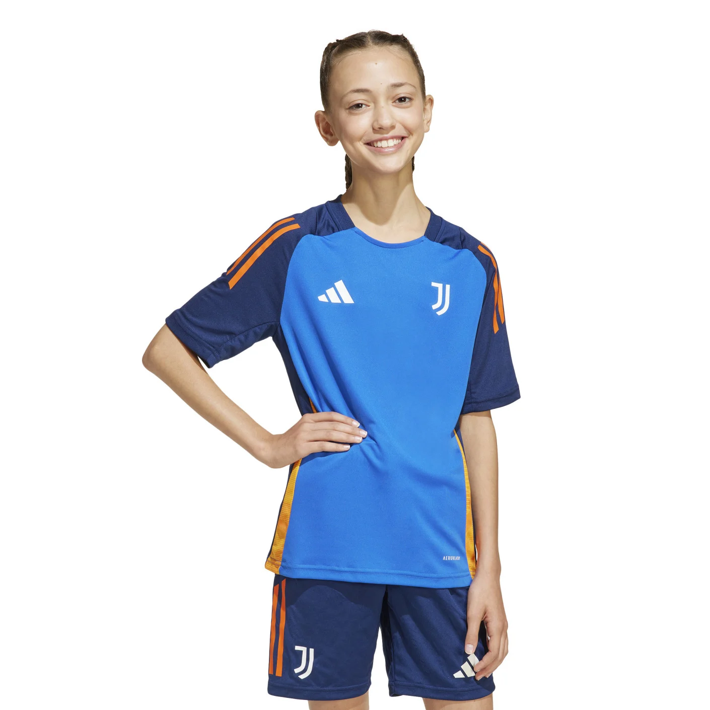 Adidas Juventus Trainingsshirt 2024-2025 Kids Blauw Oranje Wit