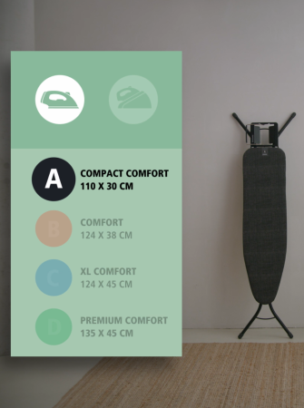 Strijkplank A, 110x30 cm, strijkerhouder - Denim Grey