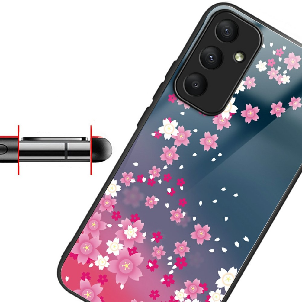 Samsung Galaxy A56 Hardcase Hybrid Schutzhülle Glas Rückseite Blumen - Rosa
