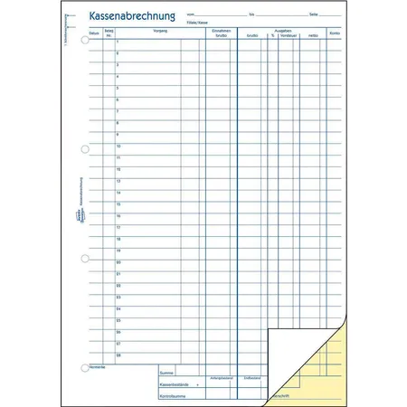 Avery Zweckform 1768 Kassenabrechnung, A4, selbstdurchschreibend, 2x40 Blatt