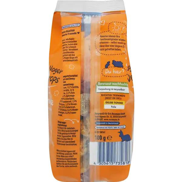 Winston Nager Drops ist ein abwechslungsreicher und ausgewogener Kleintiersnack für alle Nager und Z