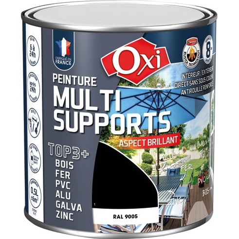 Peinture Brillante Multi-supports 0.5 L Top 3+ Noir