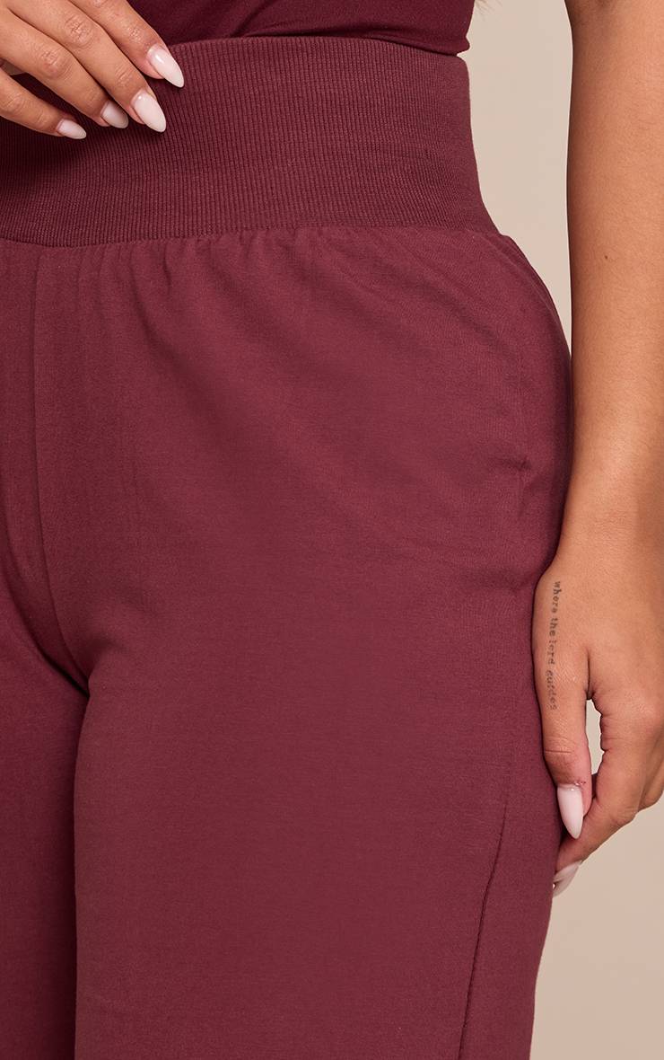 Rouge Bordeaux Pantalon Large Taille Haute Shape Coordonné