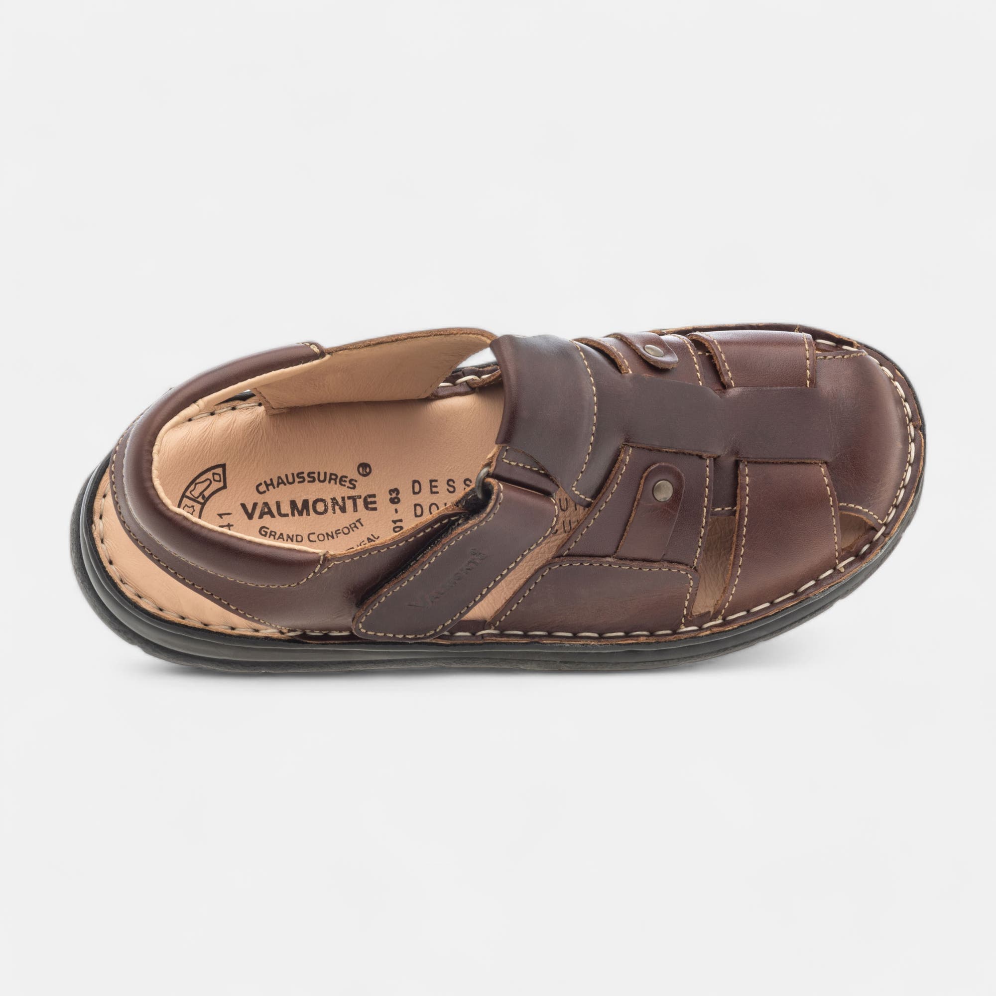 Nu-pieds confort Homme en cuir cognac