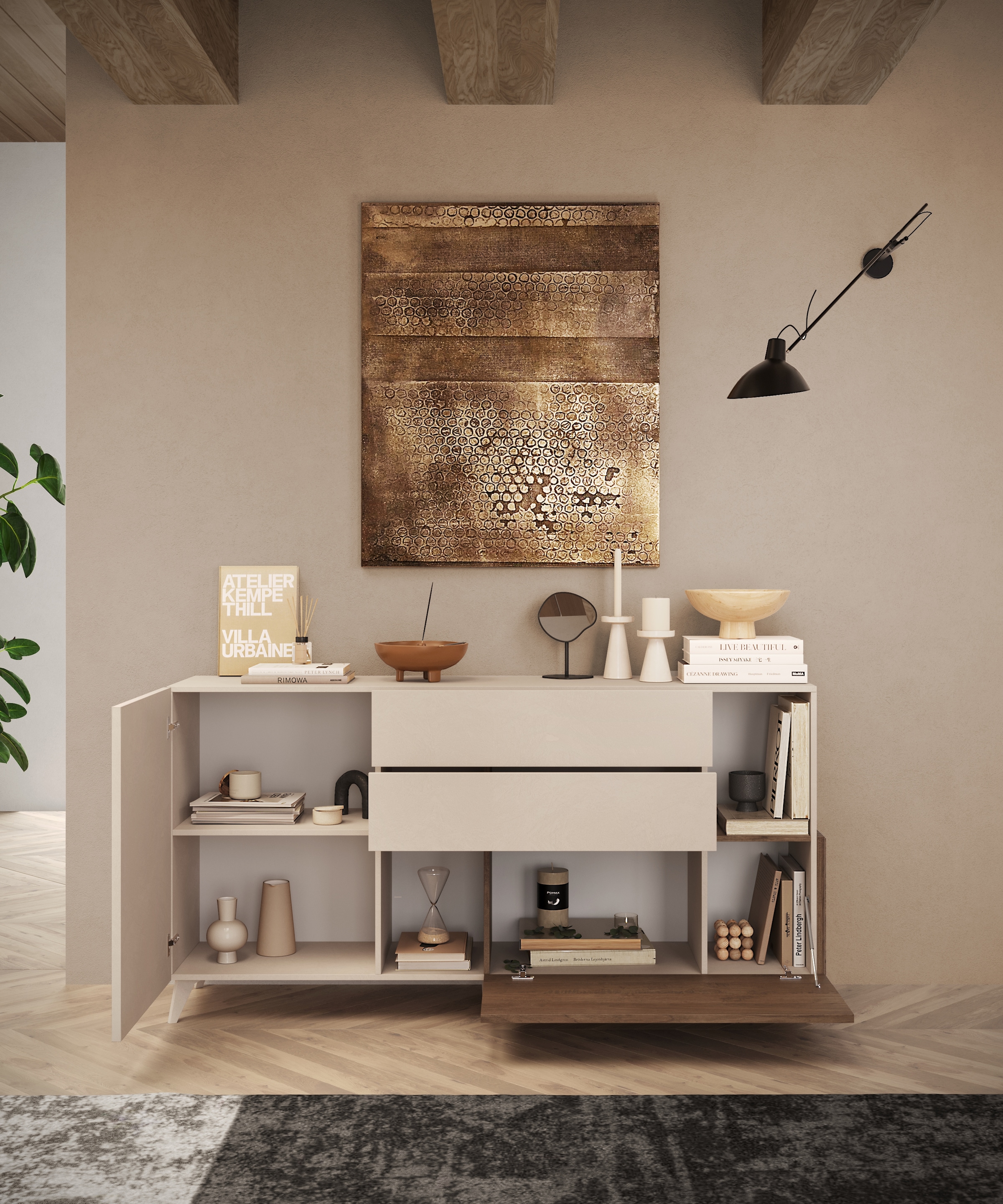 INOSIGN Sideboard »Monaco in Breite 181 cm, Anrichte mit Tür, Klappe und 2 Schubkästen« Stauraumschrank – sanftes Schliessen, edles Design, viel Platz