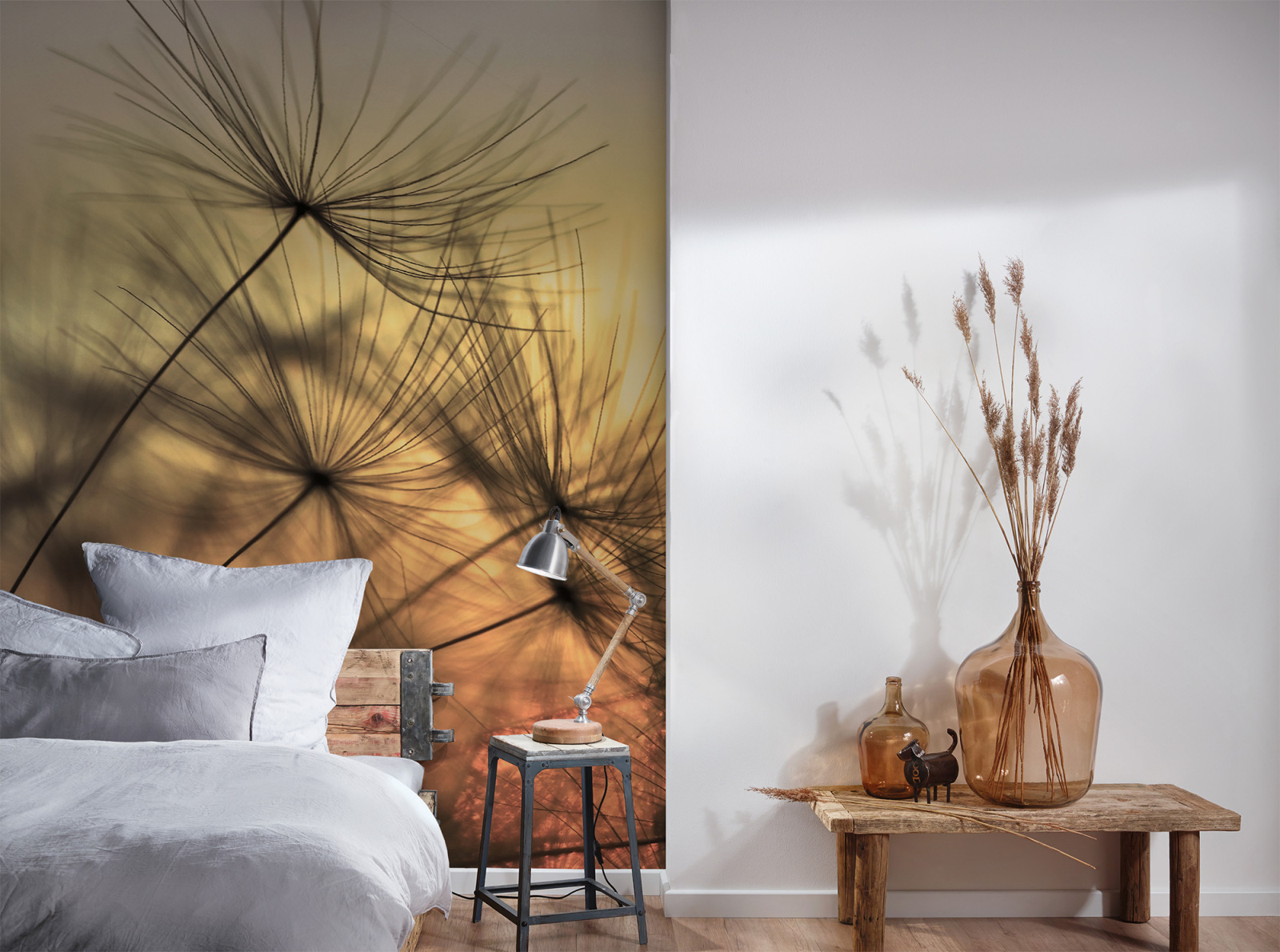 Fototapete DESIGNWALLS - gelb-schwarz - Blumen - 2,55 Meter