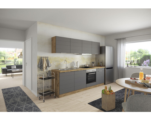 Held Furniture keukenblok zonder apparatuur Florence 240 cm grijs mat gedemonteerde variant omkeerbaar 1102.6293