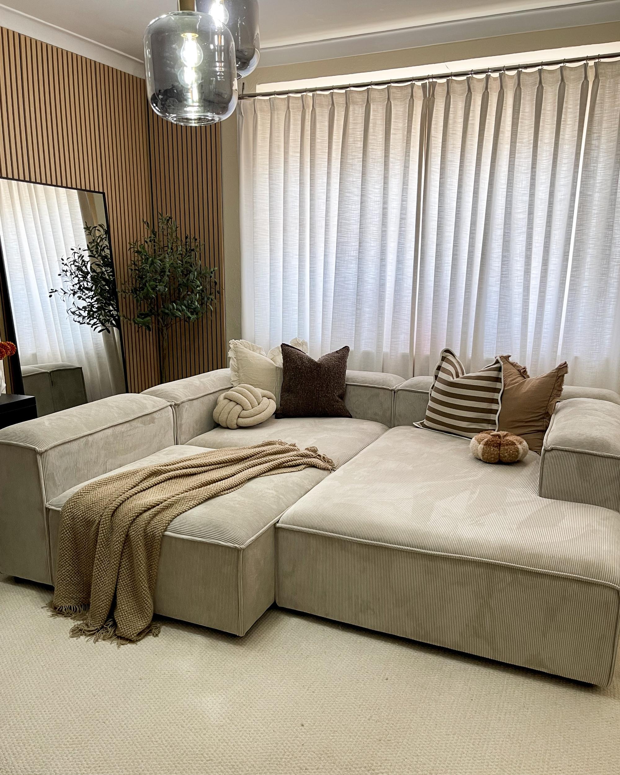 Modulaire hoekbank 4-zits ARDAL Corduroy Taupe linkszijdig