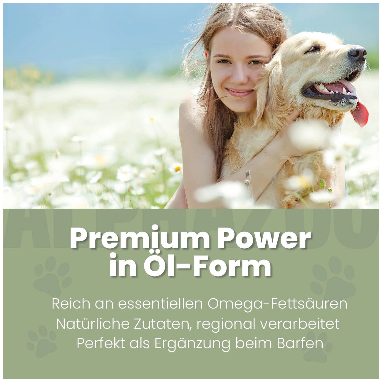 ALPHAZOO Premium Leinöl für Hunde I Omega 3 Leinsamenöl 300 g
