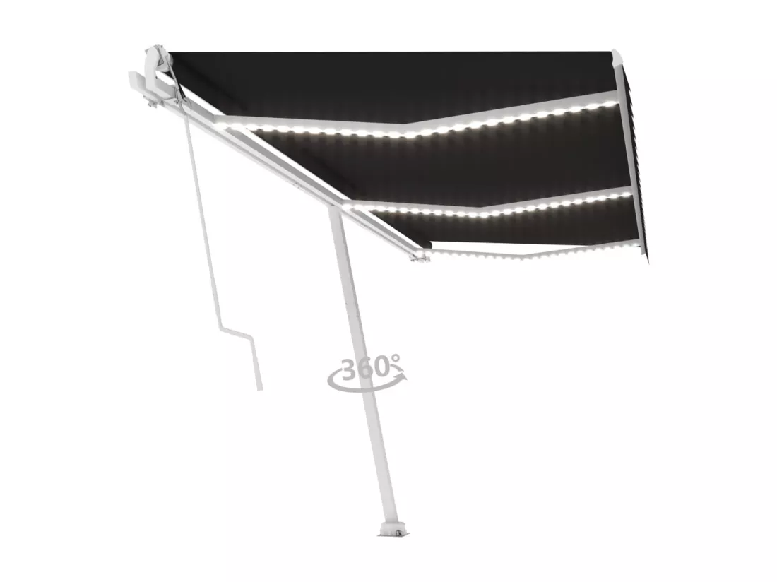 Auvent automatique capteur de vent et LED 600x300 cm Anthracite