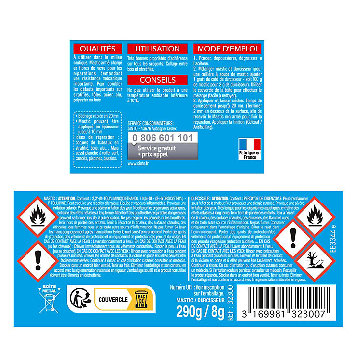 Mastic polyester Sintomarine armé 290g