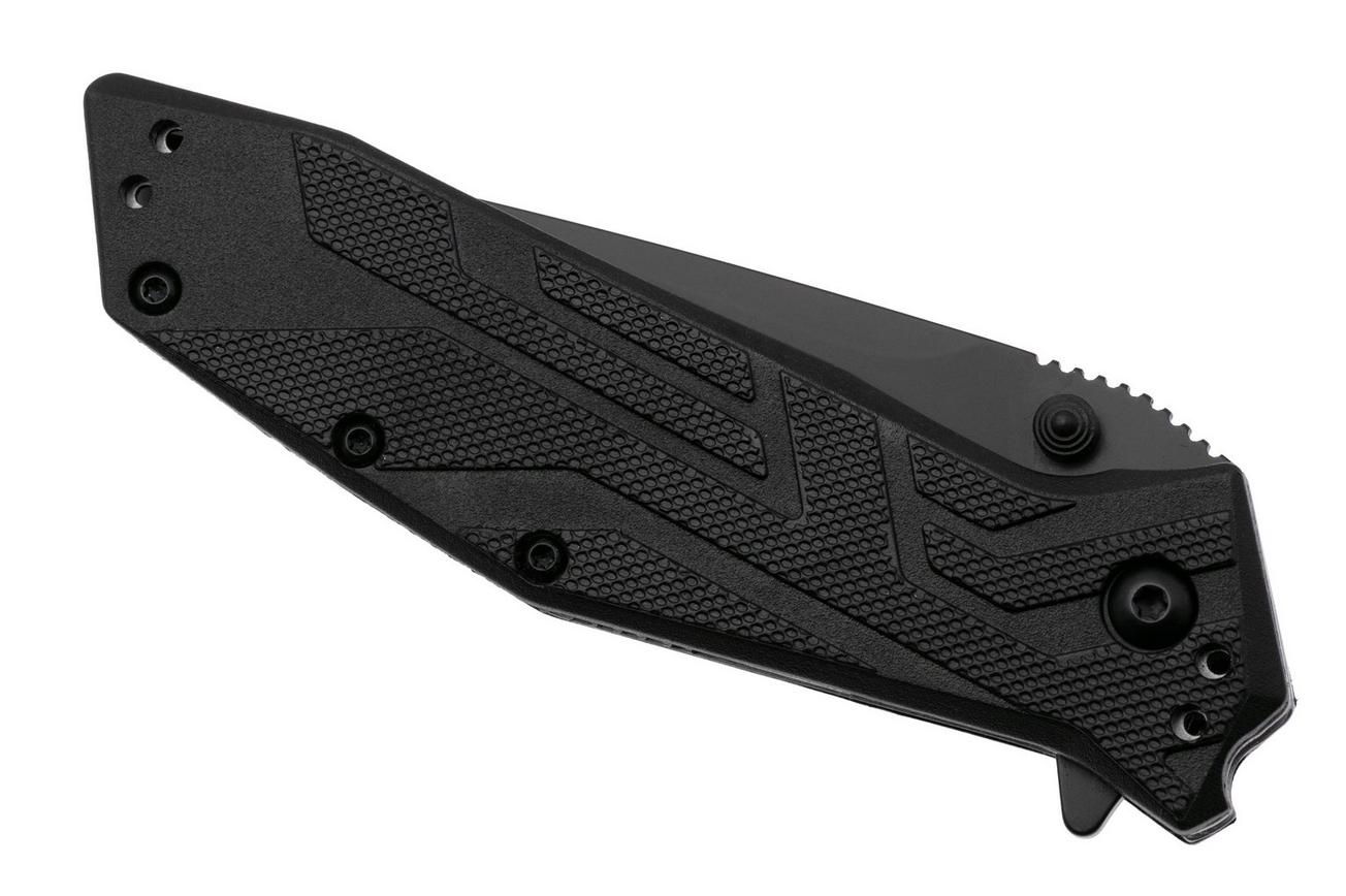 Kershaw Brawler Serrated 1990ST Black Oxide 8Cr13MoV, Black FRN, zakmes