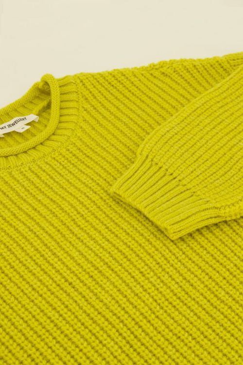 Limegroene oversized trui met opstaande kraag