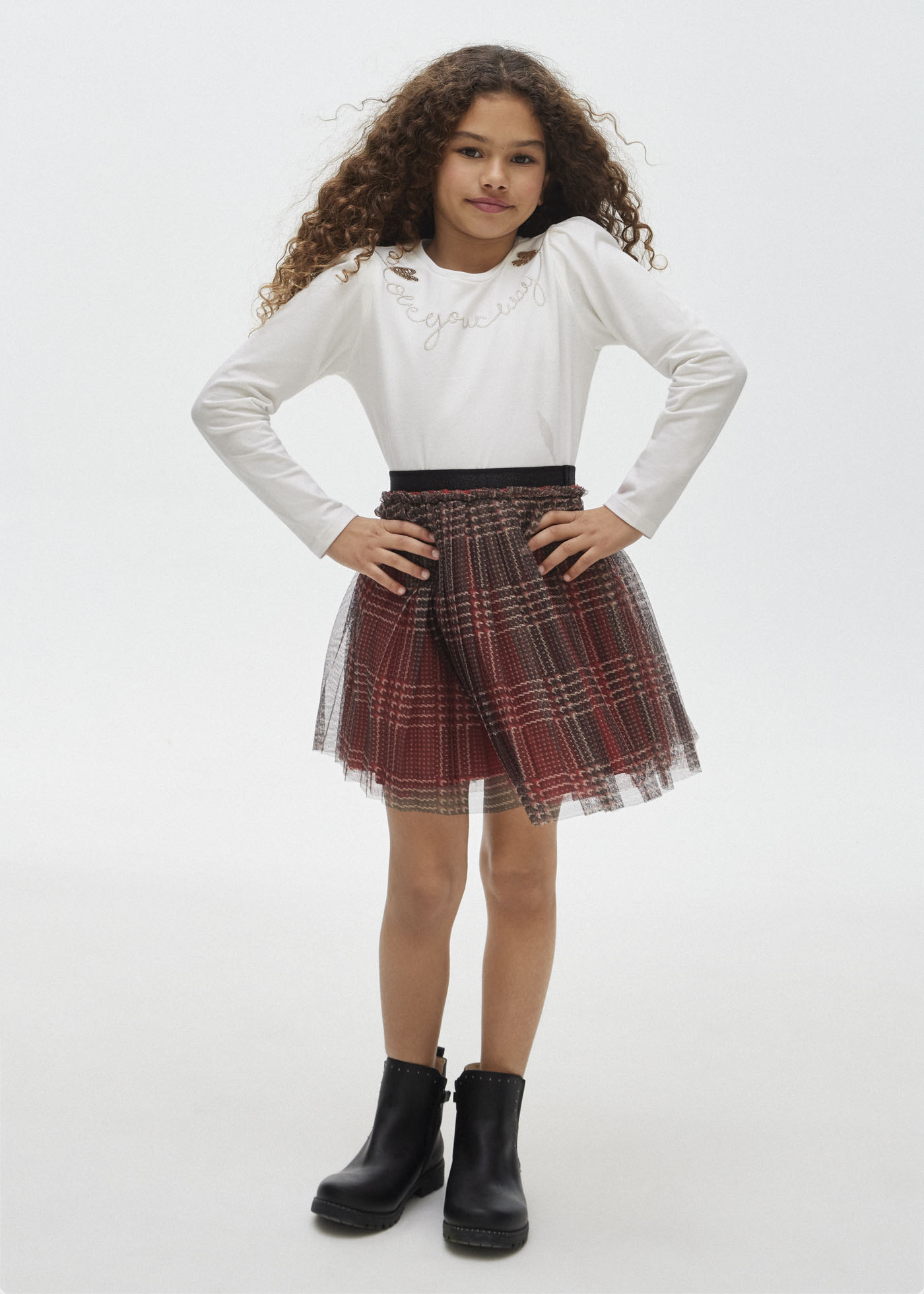 Saia de tule xadrez para meninas