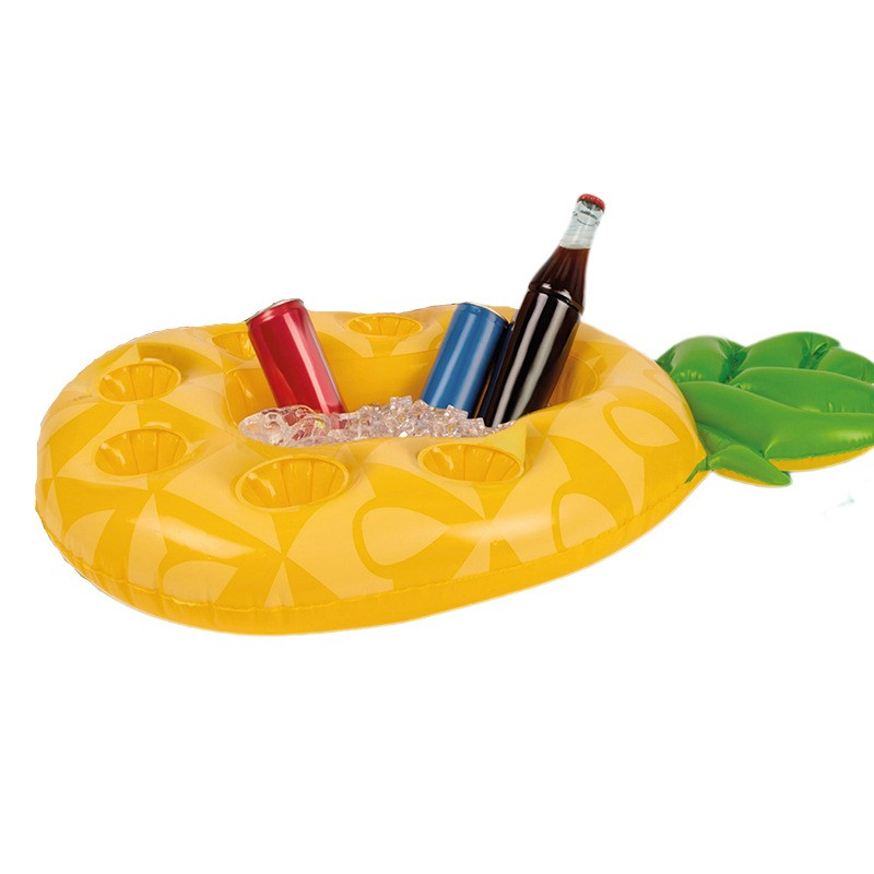 (87x53cm) Aufblasbarer Becherhalter Getränke Kühler Schwimmender Flaschen Dosenhalter mit Eisfach - Ananas
