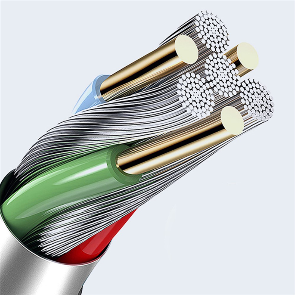 (1.5m) 3A 3in1 USB A auf USB C / Lightning / Micro USB Ladekabel Nylon Datenkabel - Schwarz