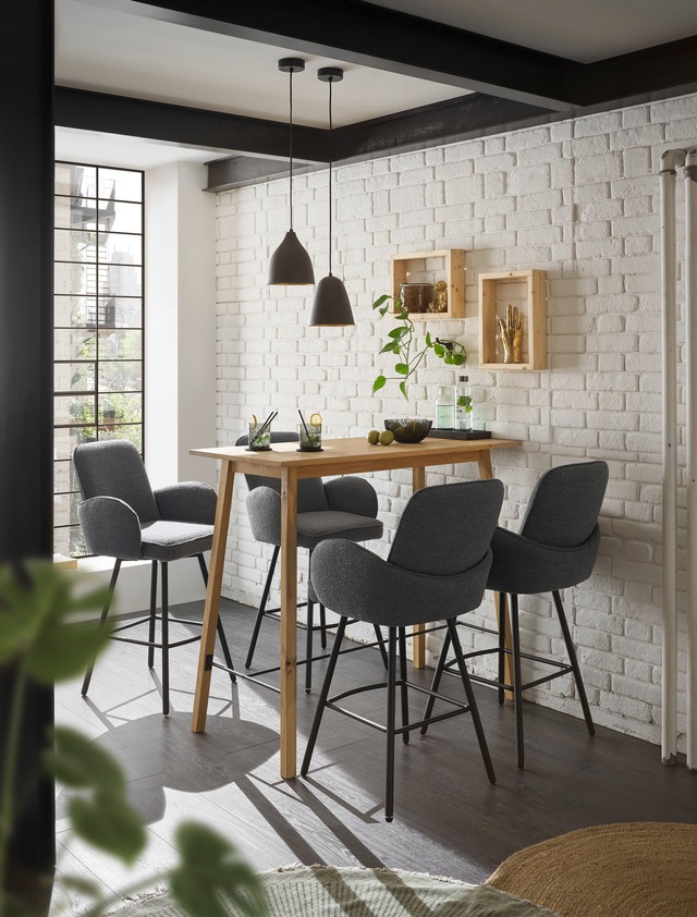 Stolkom Bartisch »Jules Eiche Massivholz geölt, Hochtisch BxHxT 120x104x60 cm« Skandi Look Eiche Massivholz geölt durchgehende Lamelle