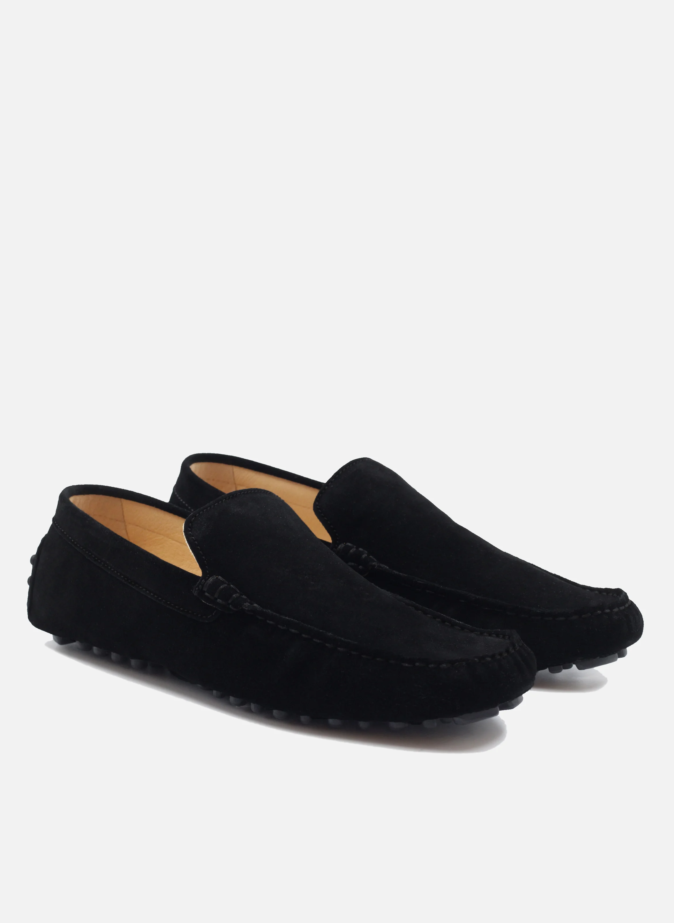 Mocassins picots doublés cuir daim | Noir