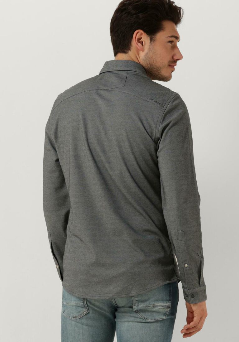 CAST IRON grijze cast iron casual overhemd long sleeve shirt cf tec 2 tone pique