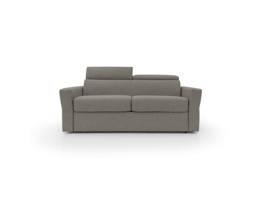 DIVANI.STORE - Canapé lit avalon matelas h18 cm taupe 2 places