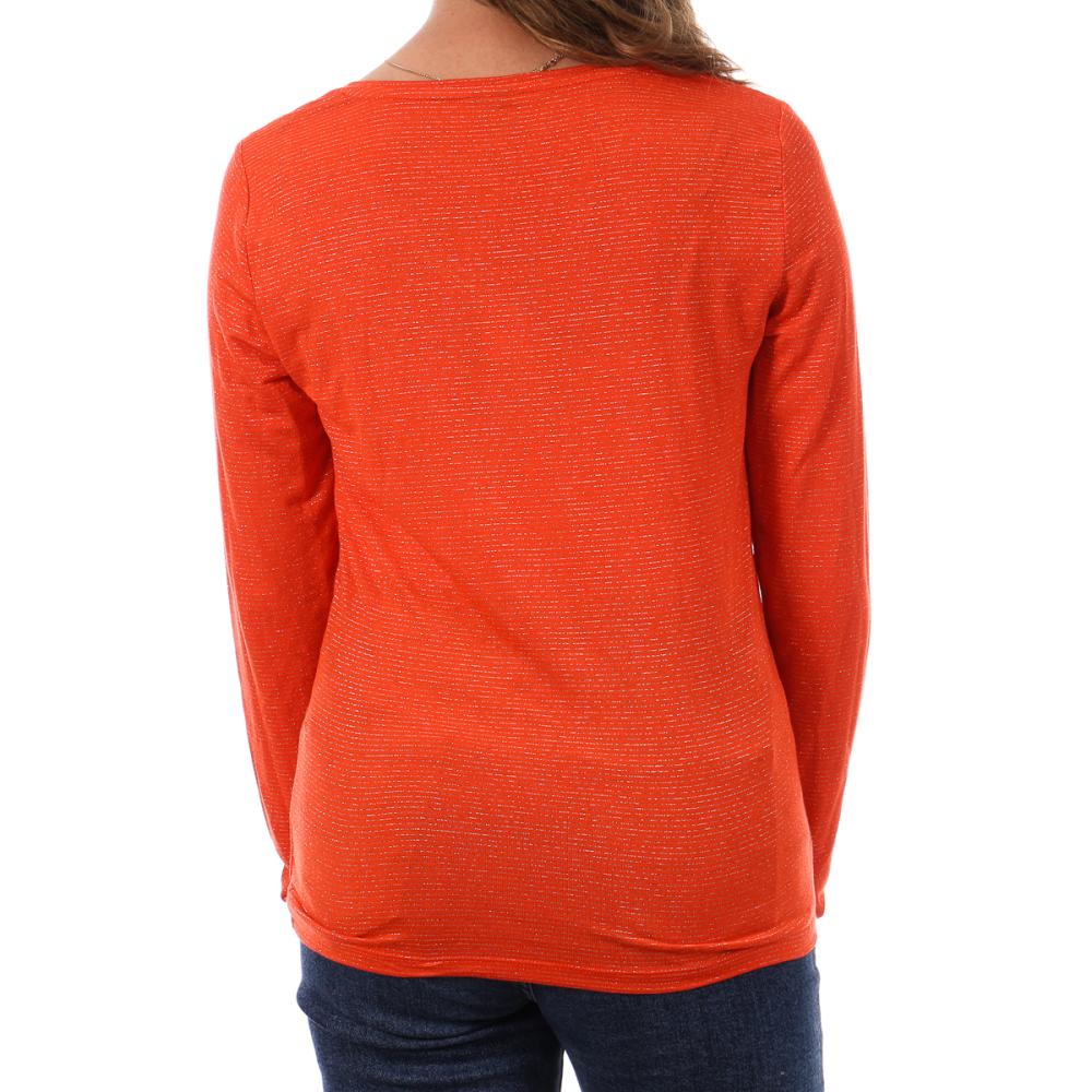 Pieces T-shirt Orange à rayures Femme Pieces Tamara