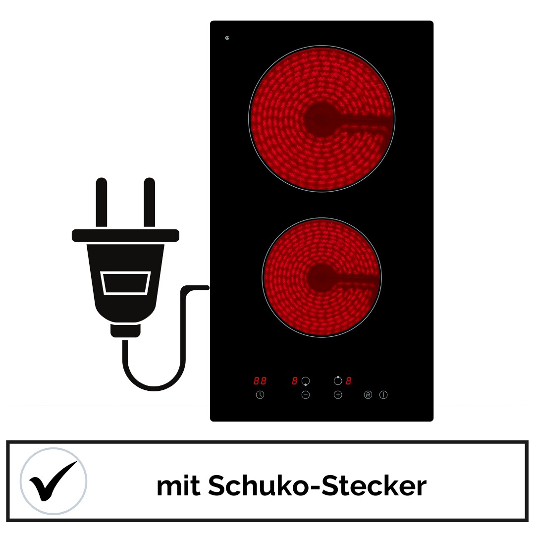 YUNA Doppelkochplatte CALOR EBK2, Glaskeramik, Touch Control