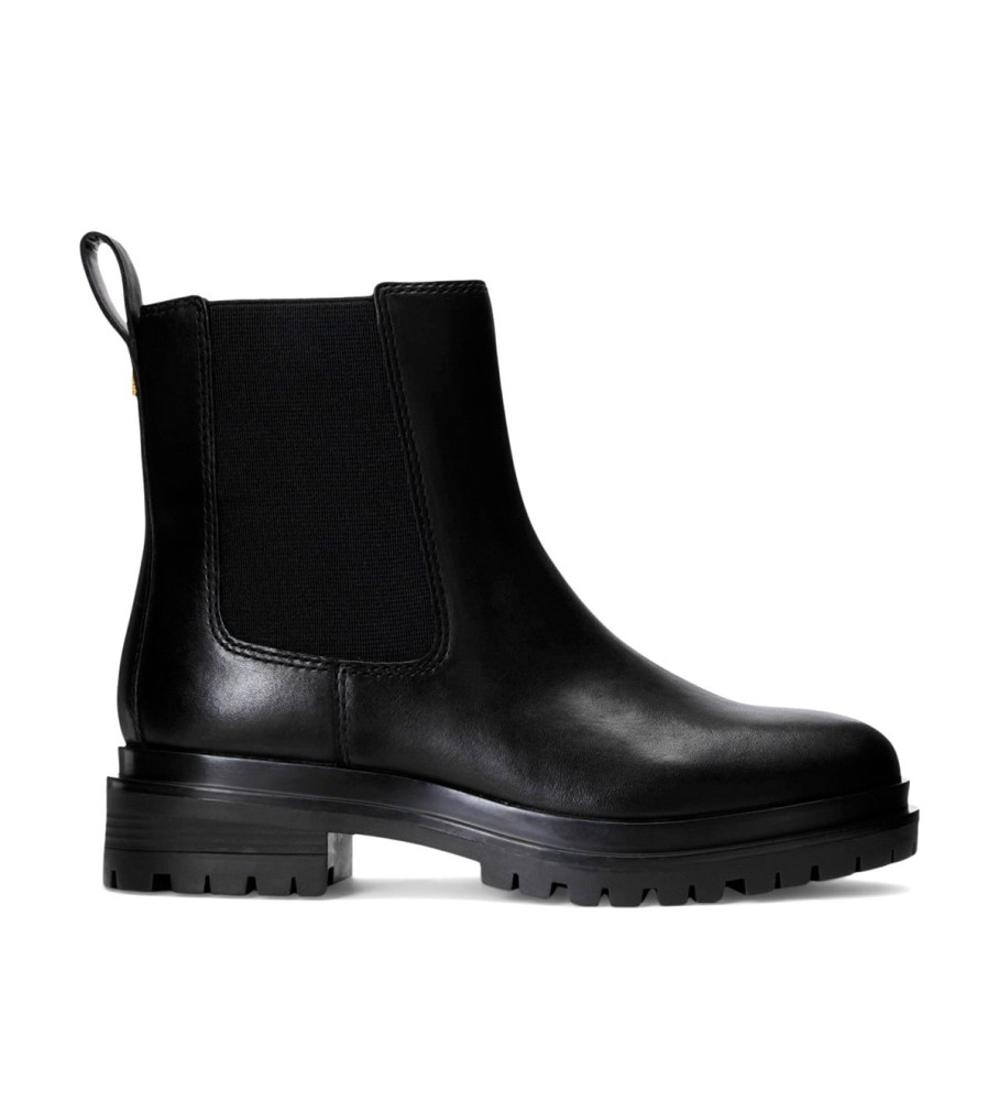 Botas de tornozelo Ralph Lauren Corinne em couro preto