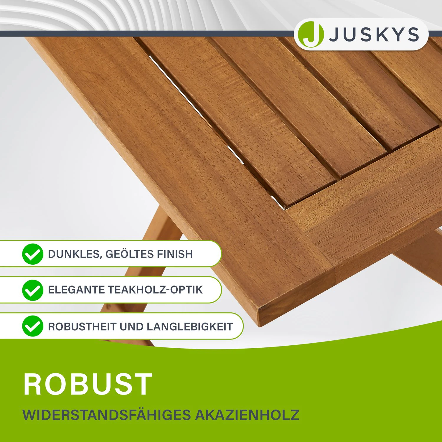 Juskys Balkonmöbel Set Bala - Sitzgruppe 3-teilig aus Holz für 2 Personen, klappbar, platzsparend