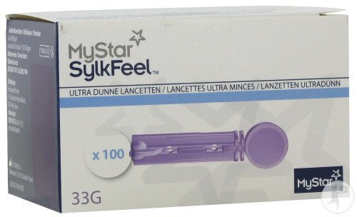 Mystar SylkFeel Lancettes 33G Ultra Minces 100 Pièces