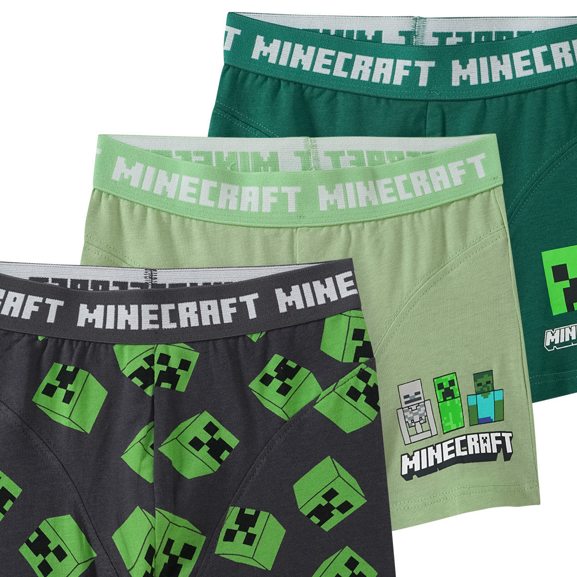 Topolino 3 Minecraft Boxer in verschiedenen Dessins dunkelgrau / dunkelgrün / grün
