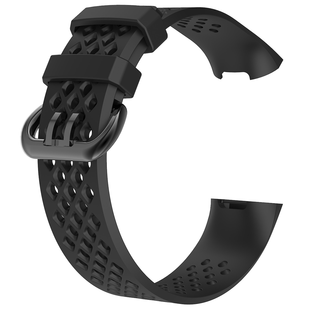 Reim til Fitbit Charge 3/4 i sort silikon (L)