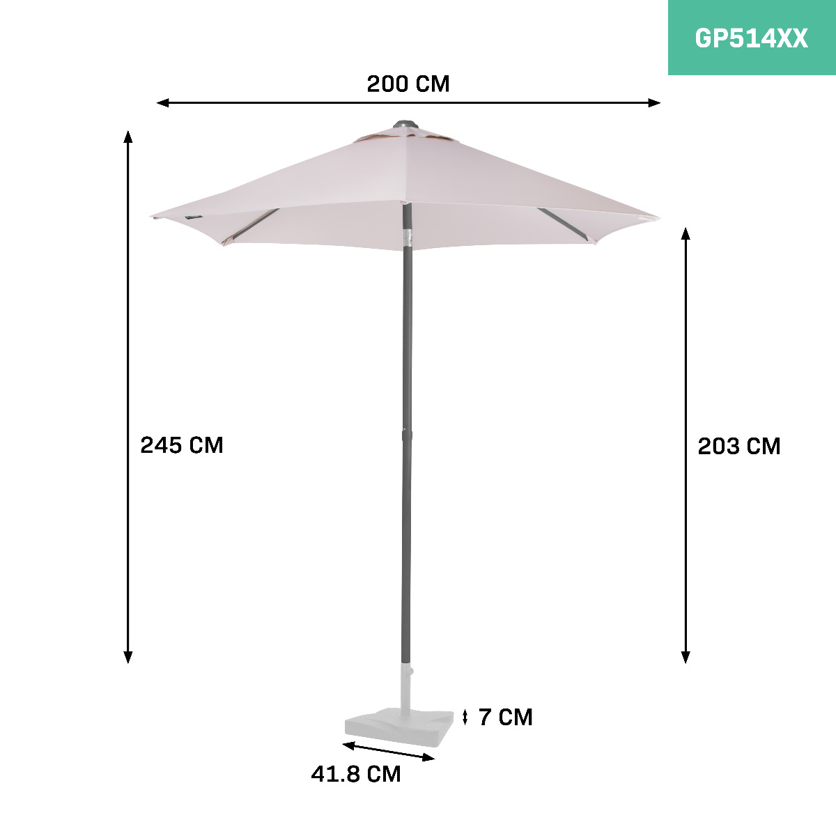 VONROC Torbole Ø 200 cm Premium parasol - Beige