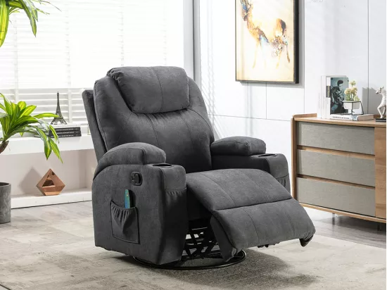 Fauteuil massant SILVANO en tissu - Gris