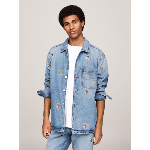 Tommy Jeans Crest Denim Overshirt, Denim Medium, XXL