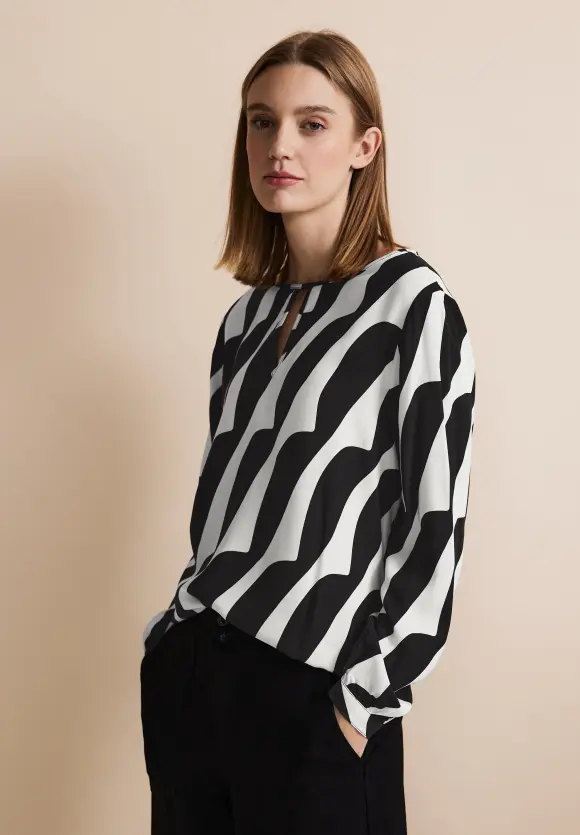 Viskose Printbluse - Black