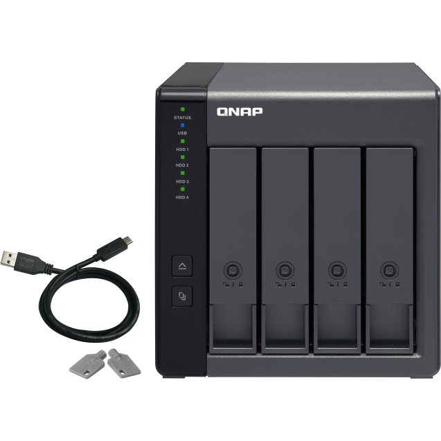QNAP TR-004 Boîtier de disques de stockage Boîtier disque dur/SSD Noir 2.5/3.5