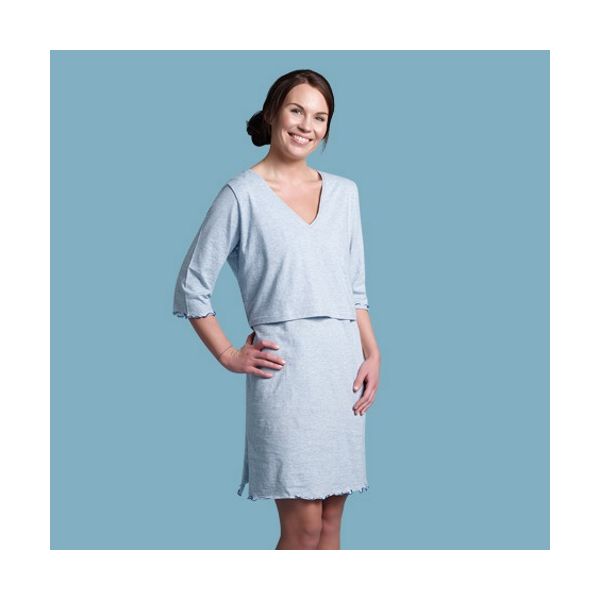 Carriwell Camisa de dormir de aleitamento Sarah Sleep Shirt Cinza-azulado L/XL